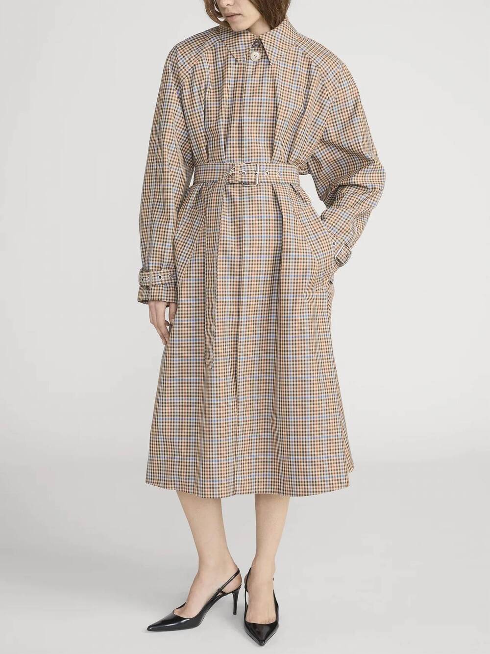 NEW FRAME plaid mac coat in mocha check